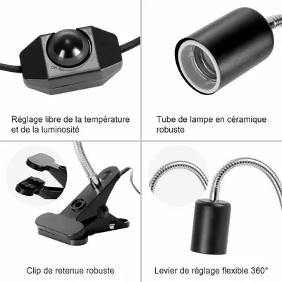 Kit Lampe Chauffante Tortue Terrestre Lampe Reptiles Chauffante