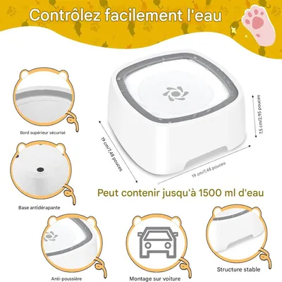 IntiMeg Gamelle d'eau anti éclaboussure pour chien et chat