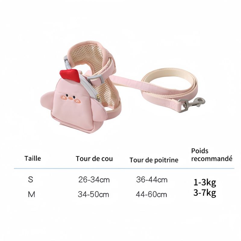 FurryFusion Harnais pour chat Pink Chick