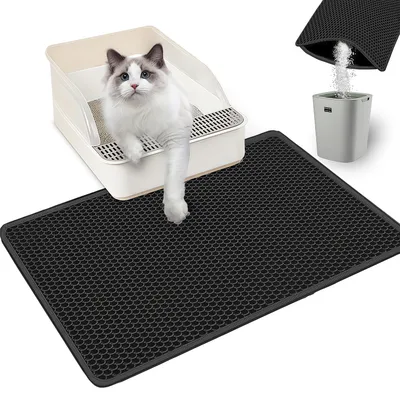 Tapis de Litière pour Chat à Double Couche en Nid d'Abeille