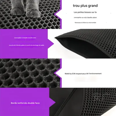 FurryFusion Tapis de litière double couche EVA pour chat