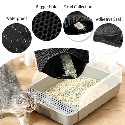 Tapis de Litière pour Chat à Double Couche en Nid d'Abeille