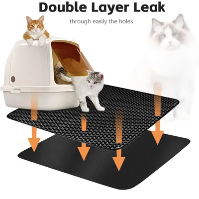 Tapis de Litière pour Chat à Double Couche en Nid d'Abeille
