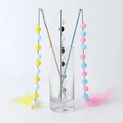 FurryFusion pompon tease chat stick chat jouet 3 pièces pack