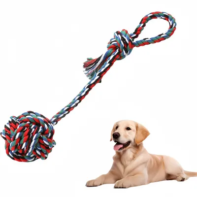 FurryFusion Jouet en ballon de corde de coton pour chien FurryFusion Jouet en ballon de corde de coton pour chien