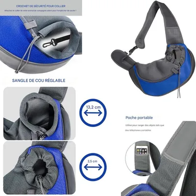 Petopia Sac de transport bandoulière pour chien et chat