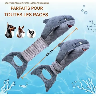 Pet Planet Chiens Jouet de Mâchage en Forme de Requin Gris