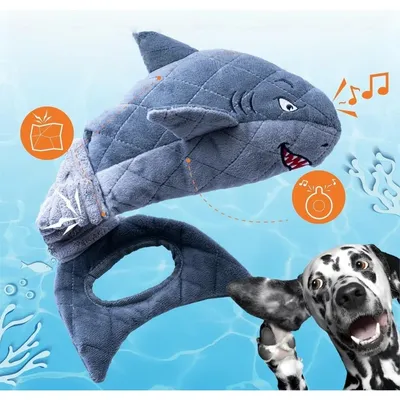 Pet Planet Chiens Jouet de Mâchage en Forme de Requin Gris