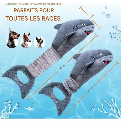 Pet Planet Chiens Jouet de Mâchage en Forme de Requin Gris
