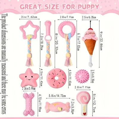 Pet Planet Chiens ToughPlay Set de 10 Jouets en TPR et Cordes de Peluche