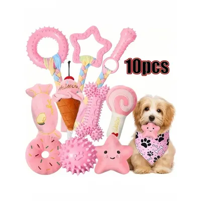 Pet Planet Chiens ToughPlay Set de 10 Jouets en TPR et Cordes de Peluche