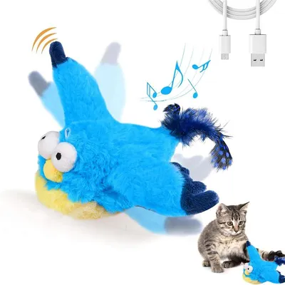 MCBOSON Jouet pour chat oiseau électrique bleu MCBOSON Jouet pour chat oiseau électrique bleu