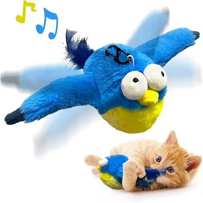 MCBOSON Jouet pour chat oiseau électrique bleu