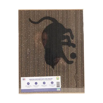 PET DESIGN Griffoir carton GRIFZONE Chat/Pelote 43 x 34 x 2.5 cm