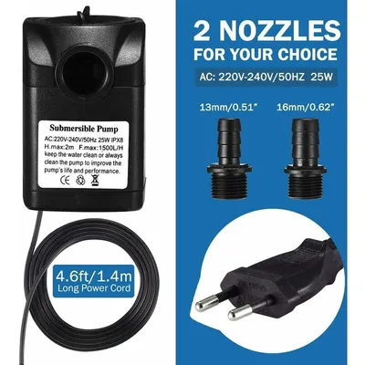 1500L/H Pompe à Eau Submersible, 25W Ultra Silencieuse Pompe d'aquarium