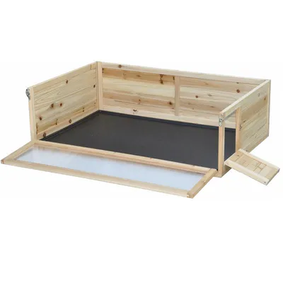 nanook Parc intérieur en bois naturel – 110 x 70 cm avec porte en acrylique