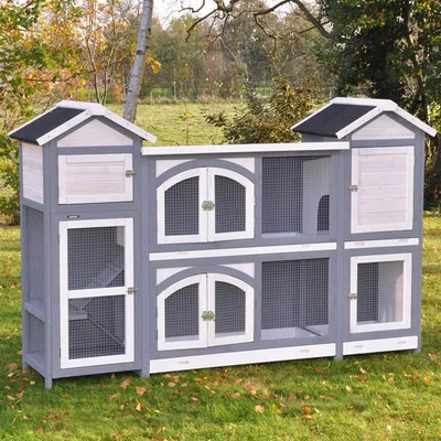 nanook Grand clapier XXL gris & blanc avec tours de rangement