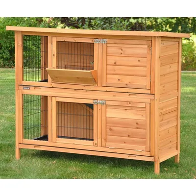 nanook Clapier "Cookie" en bois naturel – 2 étages, ouverture facile