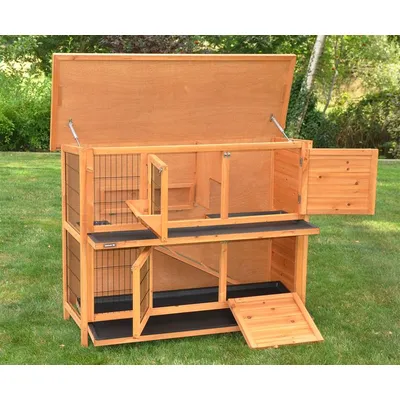 nanook Clapier "Cookie" en bois naturel – 2 étages, ouverture facile