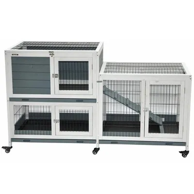 nanook Clapier d'intérieur Leo gris 146 x 89 cm avec roulettes pivotantes