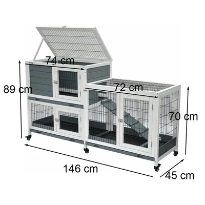 nanook Clapier d'intérieur Leo gris 146 x 89 cm avec roulettes pivotantes