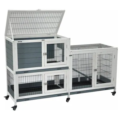 nanook Clapier d'intérieur Leo gris 146 x 89 cm avec roulettes pivotantes