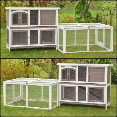 nanook Clapier XXL avec enclos "Balu" 233 x 90 x 104 cm - combinaison modul