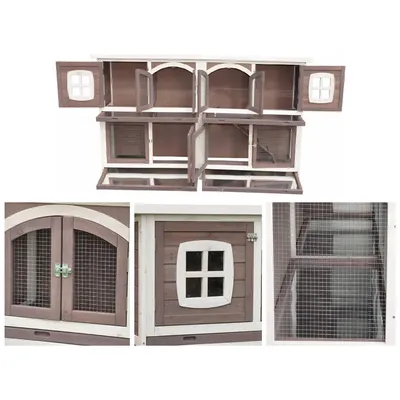 nanook Clapier XXL "Murmel" taupe 211 x 52 x 107 cm 2 étages, bois imprégné