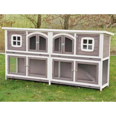 nanook Clapier XXL "Murmel" taupe 211 x 52 x 107 cm 2 étages, bois imprégné