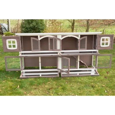 nanook Clapier XXL "Murmel" taupe 211 x 52 x 107 cm 2 étages, bois imprégné