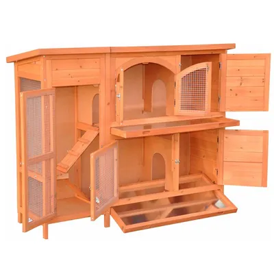 nanook Clapier XL "Jumbo" en bois naturel – 145 cm de large, 2 niveaux