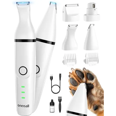 Tondeuse Oneisall 4 en 1 pour chat et chien - Kit de toilettage - Blanc