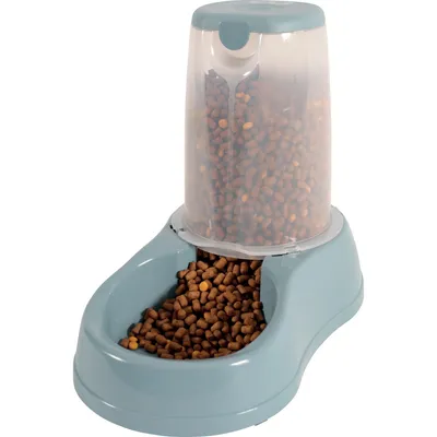 Distributeur de croquettes 3.5 kg, bleu en plastique
