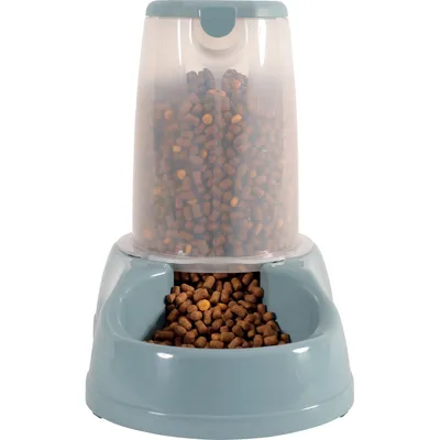 Distributeur de croquettes 3.5 kg, bleu en plastique