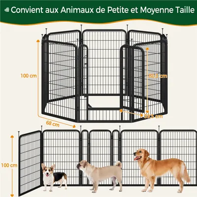 Parc Pour Chien En 8 Panneaux Enclos Pour Chien En Métal