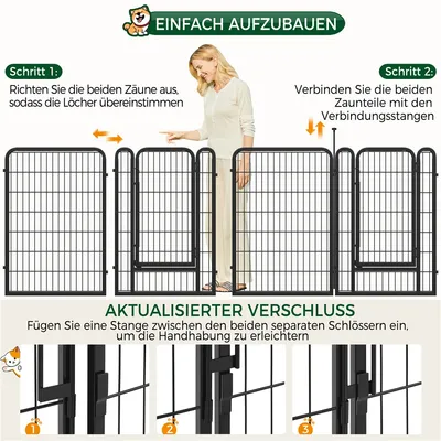 Hundelaufstall Welpenlaufstall Hundezaun mit Tür Faltbare Freilaufgehege Hundelaufstall Welpenlaufstall Hundezaun mit Tür Faltbare Freilaufgehege