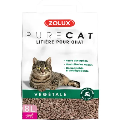zolux - Litière végétale granules de bois PureCat 8 L soit 4.5 kg pour chat