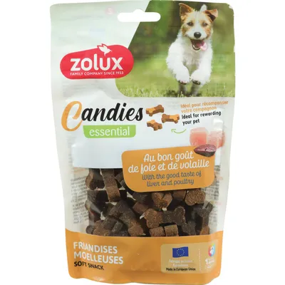 Friandises Os bi gout volaille foie CANDIES 150 g pour chiens