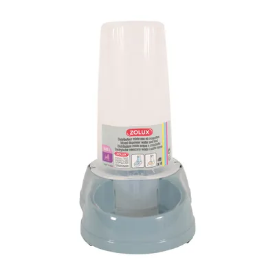 Distributeur mixte 650 ml, eau ou croquettes, BLEU en plastique