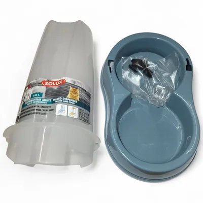 Distributeur mixte 650 ml, eau ou croquettes, BLEU en plastique