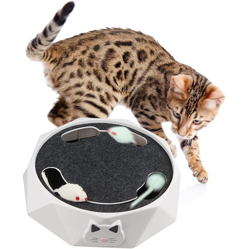 UAMLY Jouet Interactif pour Chat Piste Électronique Plateau Tournant