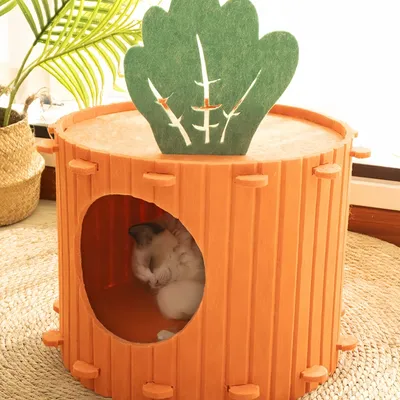 FurryFusion Nid pour chat en forme de carotte