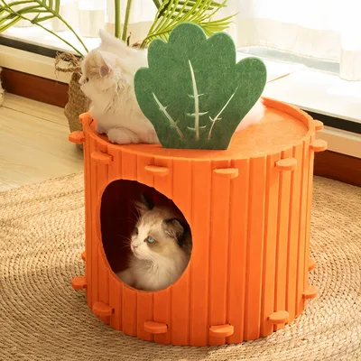 FurryFusion Nid pour chat en forme de carotte