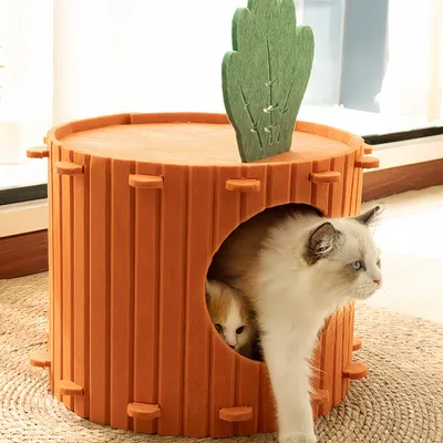 FurryFusion Nid pour chat en forme de carotte