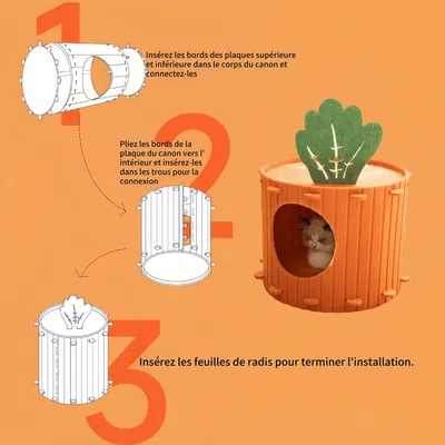 FurryFusion Nid pour chat en forme de carotte