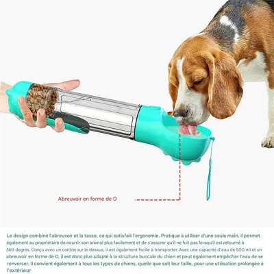 IntiMeg Gourde avec écuelle pour chien 500ml