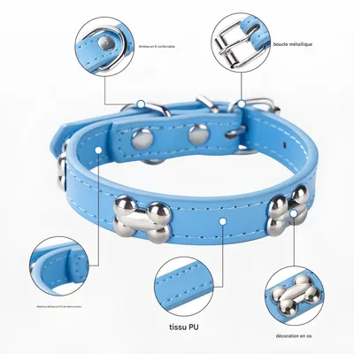 FurryFusion Collier réglable pour chien en cuir synthétique