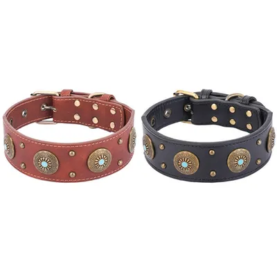 Petopia Collier en cuir vintage pour chien