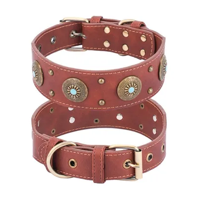 Petopia Collier en cuir vintage pour chien