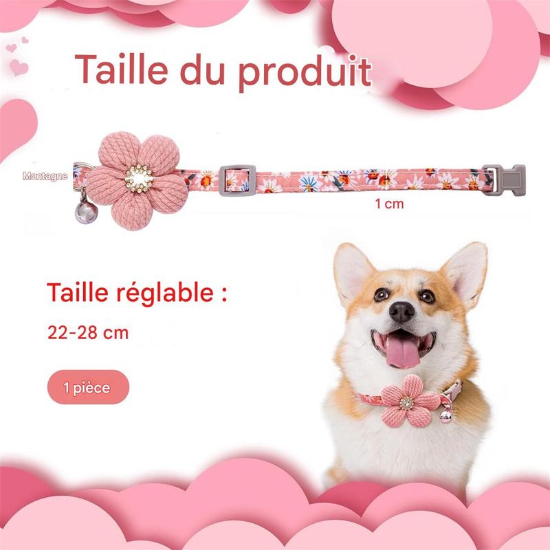 IntiMeg Collier pour petit chien avec fleur